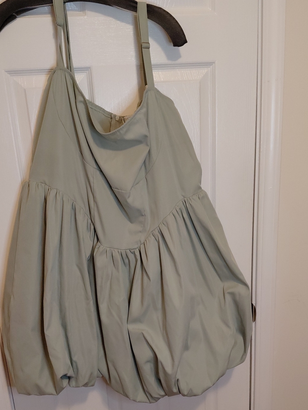 Fashion Nova Sage Green Spaghetti Strap Bubble Dress